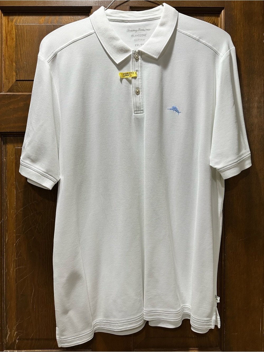 Tommy Bahama White Polo with Light Blue Logo